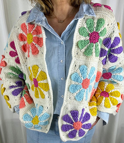 カーディガン VINTAGE - Flower? Pattern Knitted By Hand Cardigan Vintage Hand Knit Floral Wool Cardigan/ S - Etsy