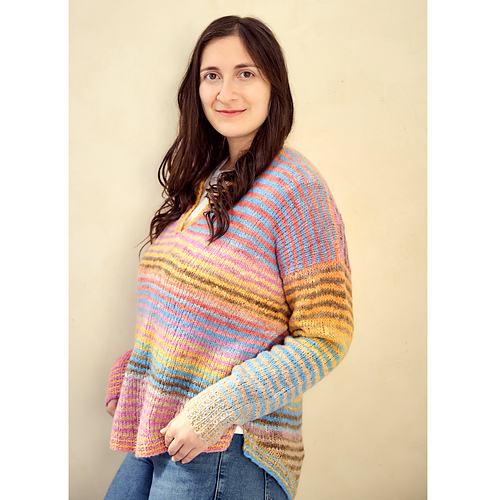 Stripy Boxy Henley - Estelle Yarns