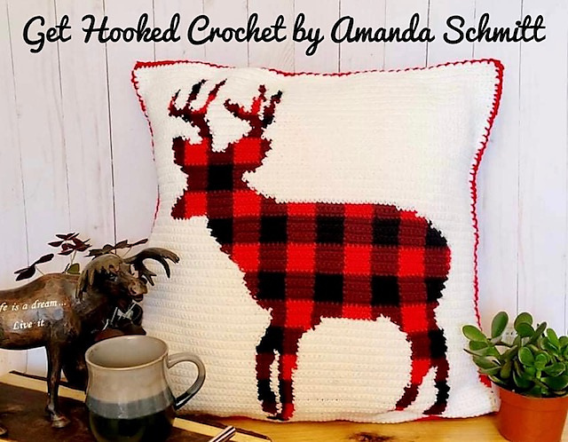 plaid deer pillow