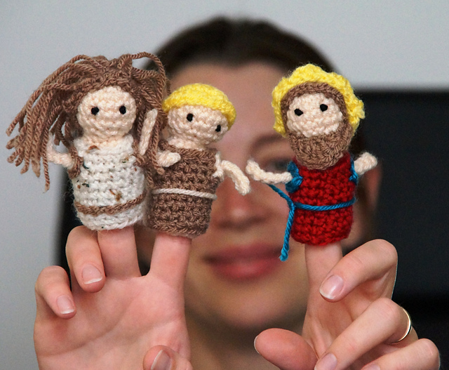 Ravelry Bible character finger puppets pattern by Amy Dawson