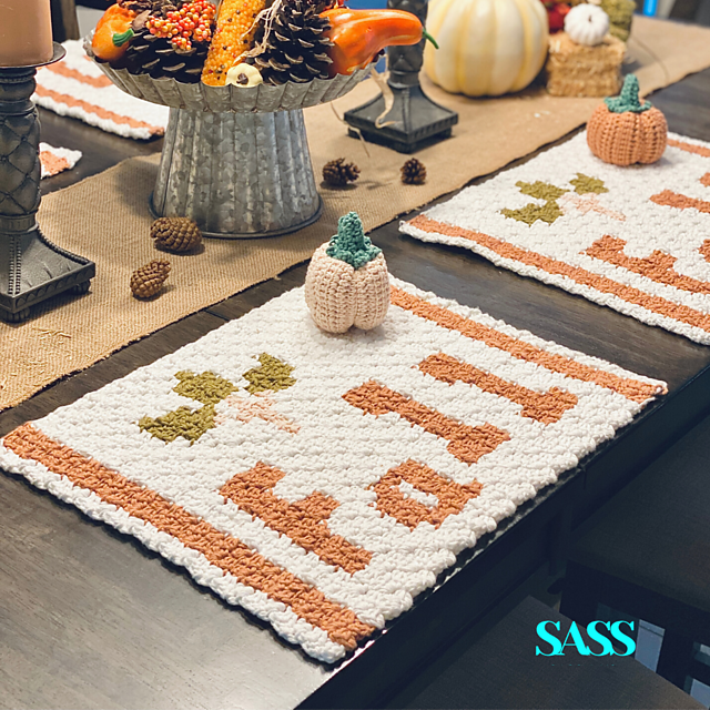 Ravelry FALL Farmhouse Placemat pattern by Angie Dooley