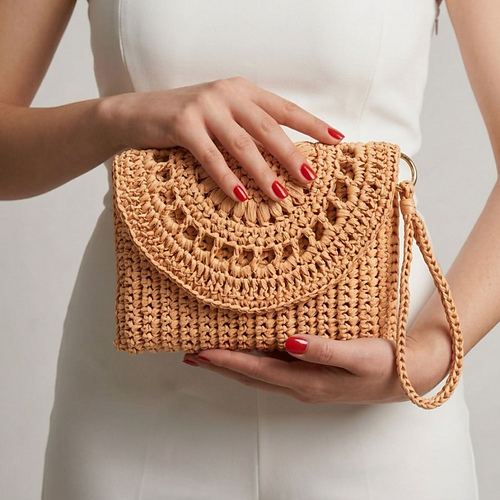 Summer raffia clutch bag