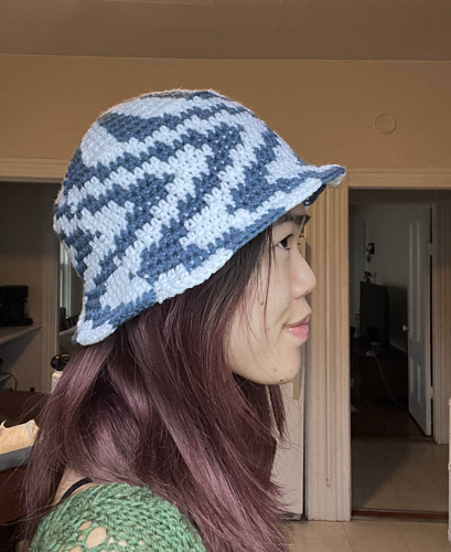 Wavy Psychedelic Crochet Bucket Hat photo 3