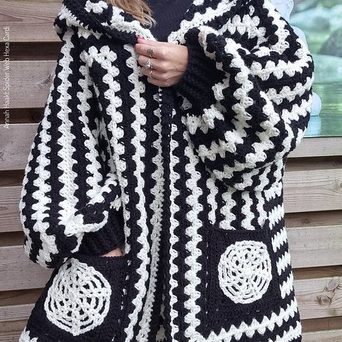 希少 80s~ ARCHIVE デザインニットハット 黒 変形 Ravelry: Spider Web Hexa Cardi pattern by Annah Haakt