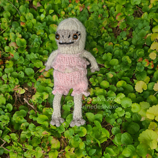 Yeti and outfit both knit with Lion Brand Wool ease and 3.5mm needles