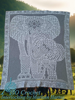 Interlocking Filet Crochet with overlay mosaic border by Marleen, back