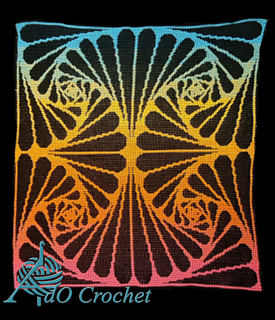 Interlocking filet crochet with custom ombre Bramblewood Yarns Back