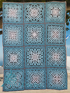 Interlocking Filet Crochet per tile from the centre out back side