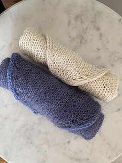 Blueberry Bandanas (white in cotton, blue in mohair + cotton)