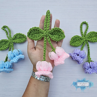 Lily Of The Valley Flower Bag Charm Crochet Pattern by Crafting Happiness