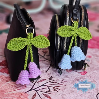 Bell Flower Bag Charm Crochet Pattern by Crafting Happiness