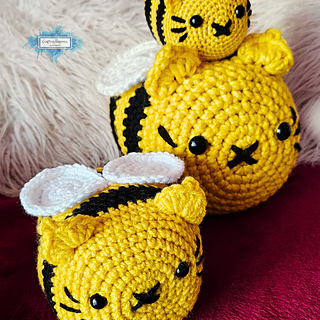 Amigurumi Cat Bee (CEE) Low Sew Easy Crochet Pattern By Crafting Happiness