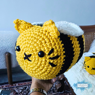 Amigurumi Cat Bee (CEE) Low Sew Easy Crochet Pattern By Crafting Happiness
