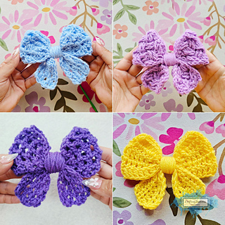 Crochet One Piece Bow Pattern (4 designs) - Crafting Happiness No Sew Pattern