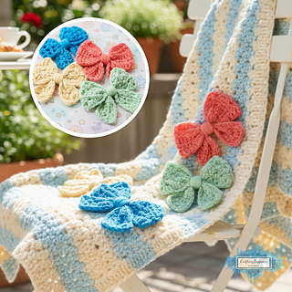 Crochet One Piece Bow Pattern (4 designs) - Crafting Happiness No Sew Pattern