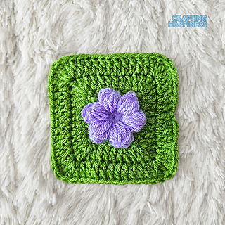 Free Crochet Puff Flower Solid Square Pattern & Video Tutorial by Crafting Happiness