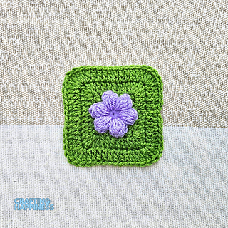 Free Crochet Puff Flower Solid Square Pattern & Video Tutorial by Crafting Happiness