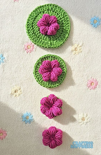 DC Round Puff Flower Free Tutorial And Crochet Pattern By Crafting Happiness
