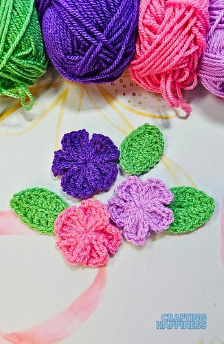 Simple Flower And Leaf Free Crochet Pattern and Tutorial By Crafting Happiness