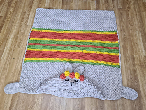 Llama Print Pattern Hooded Blanket