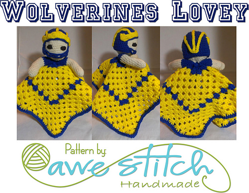 Ravelry: Wolverines Lovey pattern by Awe Stitch