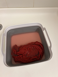 The color from this dye really bleeds when blocking! Prewash if using with another color. Final color still vibrant. 