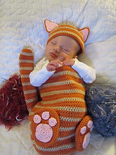 Cat Baby Cocoon Hat Bootie Set Pattern By Chi Krneta