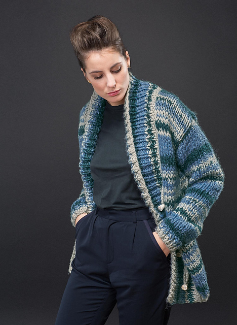shawl collar knit jacket