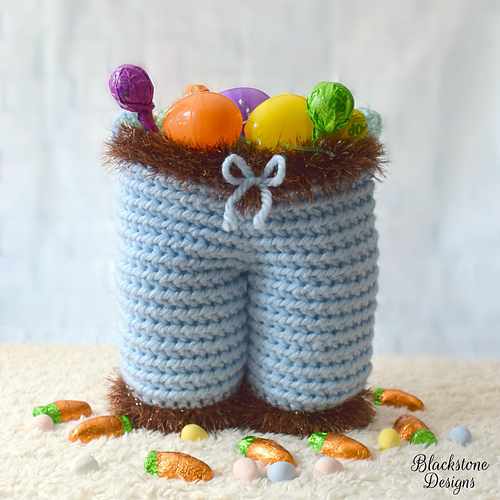 Ravelry Funny Bunny Pants Easter Basket pattern by Sonya Blackstone