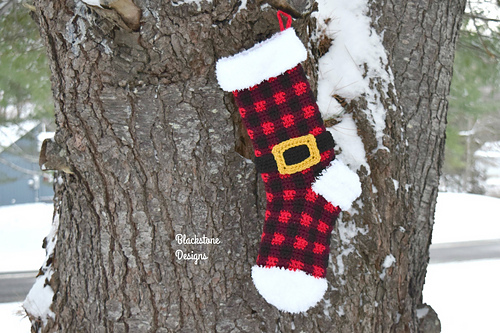 Ravelry: Plaid Santa Christmas Stocking pattern by Sonya Blackstone