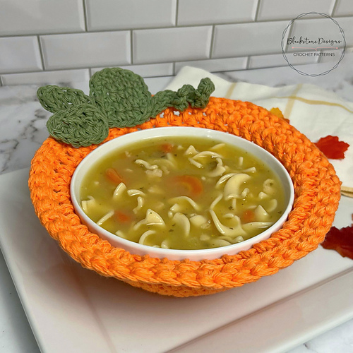 Ravelry Pumpkin Soup Bowl Cozy pattern by Sonya Blackstone