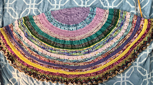 Folded in half, unblocked.