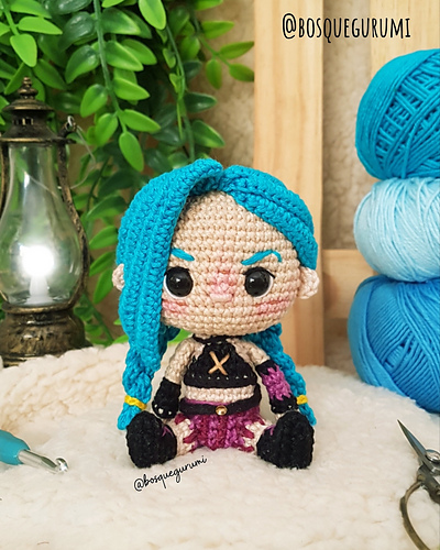 Jinx amigurumi (Arcane/LOL) - Paola F. Sousa