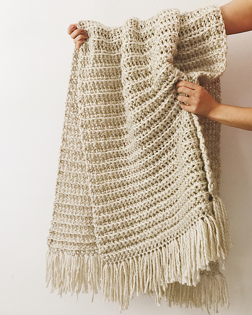 Ravelry Chunky Fringed Blanket pattern by Brenna Ann