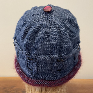Winter Owls Bowler - Denim Blue - back view