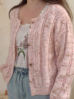 Wool Version, large neckband, double knitting button band, size m, model bust 92cm