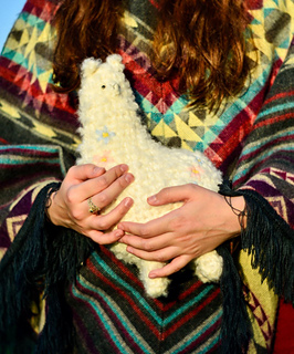 cute crochet curly alpaca big plush toy with embroidery