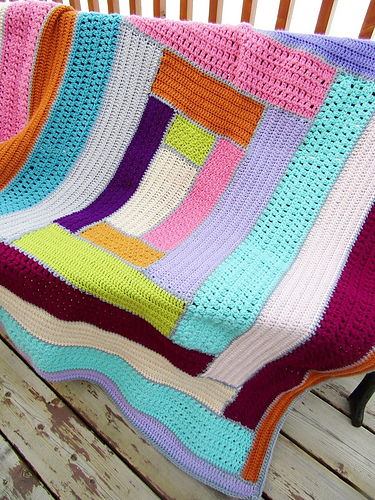 Scrappy Log Cabin Blanket
