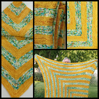 Positive Curvature Blanket in Sunflower and Day at the Beach on Squoosh Worsted