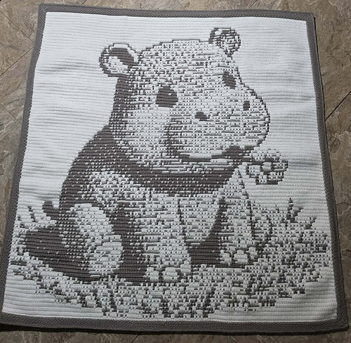 Mosaic  "BABY HIPPOPOTAMUS" baby crib