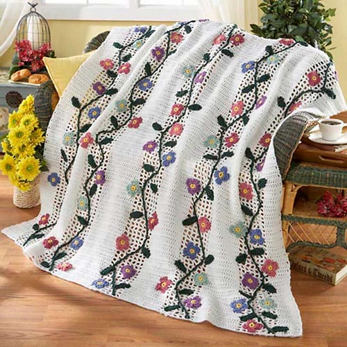 Ravelry Flower Trellis Afghan pattern by Herrschners