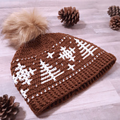 Mosaic Snowy Forest Hat Small Size in Hobby Lobby I Love This Yarn Sport 