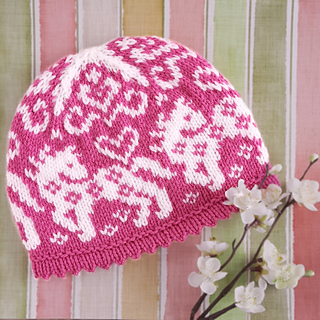 Prancing Ponies Medium Hat with Picot Cuff