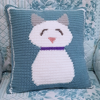 Matching Happy Cat Pillow Front