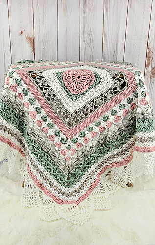 Secret Garden Blanket - Pink, Green, White, Gray