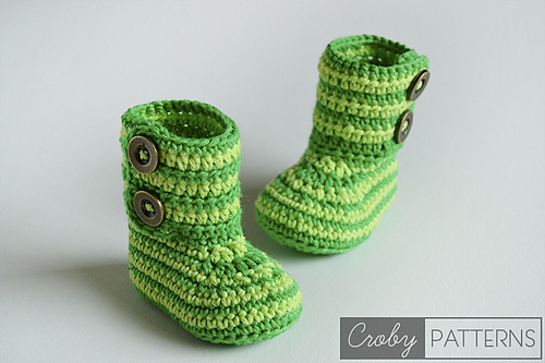 Crochet Baby Booties - GREEN ZEBRA photo 4