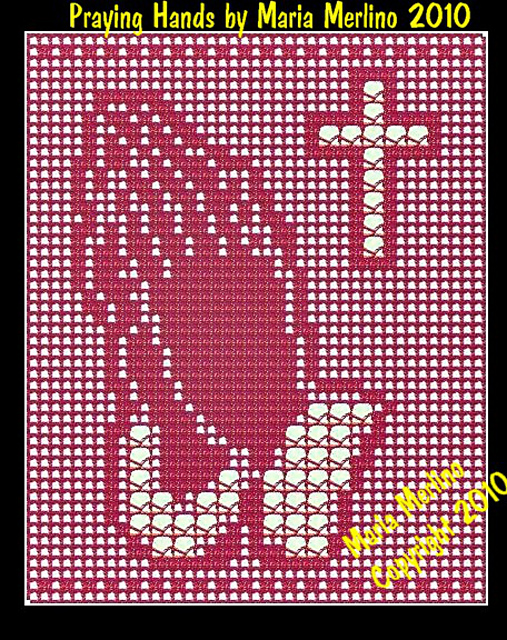 Ravelry Filet Praying Hands with Cross pattern by Maria Merlino
