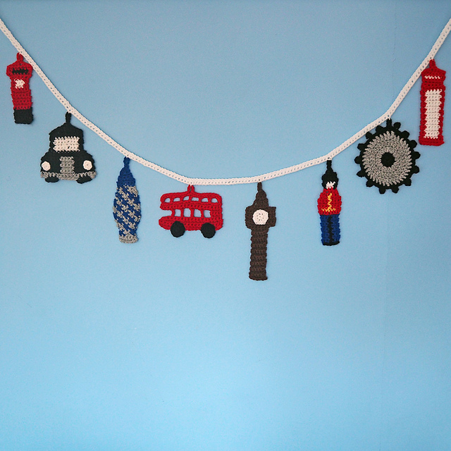 London Icons bunting garland appliques