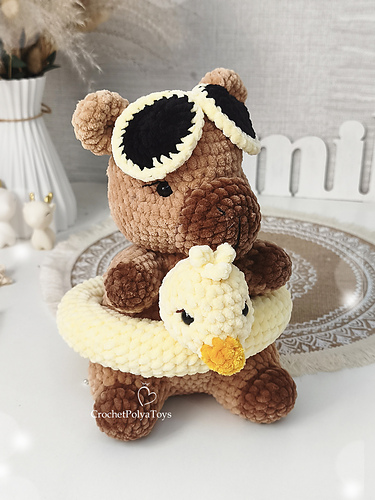Crochet Capybara Swimming with Duck