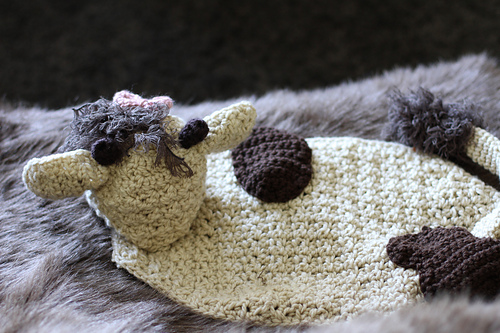 Crochet Cow Hat and Blanket